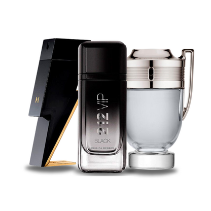 Pachet promoțional de 3 parfumuri: Carolina Herrera BAD BOY, Carolina Herrera 212 VIP BLACK și Paco Rabanne INVICTUS 100ml.