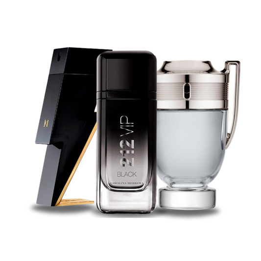 Pachet promoțional de 3 parfumuri: Carolina Herrera BAD BOY, Carolina Herrera 212 VIP BLACK și Paco Rabanne INVICTUS 100ml.