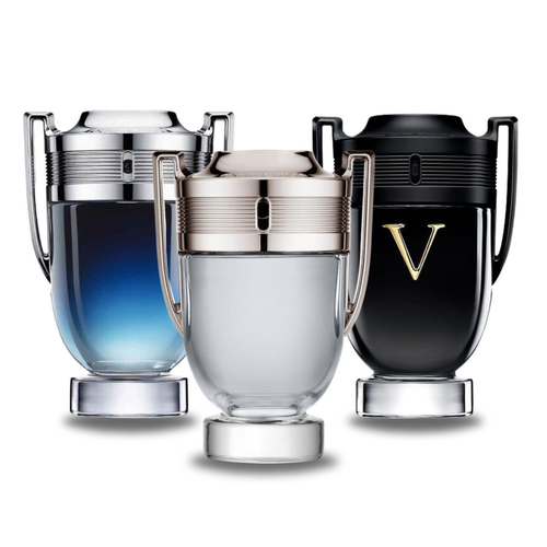 Pachet promoțional de 3 parfumuri: Paco Rabanne INVICTUS LEGEND, Paco Rabanne INVICTUS și Paco Rabanne INVICTUS VICTORY 100ml.