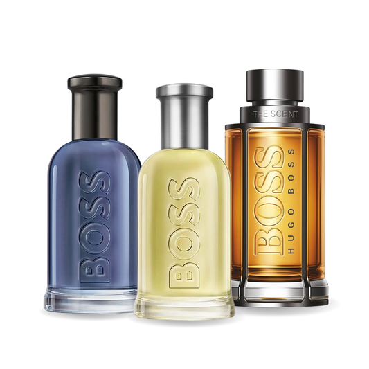 Pachet promoțional de 3 parfumuri: BOSS BOTTLED, BOSS THE SCENT și BOSS BOTTLED INFINITE 100ml.